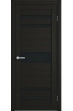 Тренд Т-10 Eco Tex Лиственница темная черное стекло межкомнатная дверь