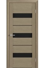 Тренд Т-7 Eco Tex Лиственница латте черное стекло межкомнатная дверь