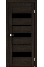 Тренд Т-7 Eco Tex Лиственница темная черное стекло межкомнатная дверь