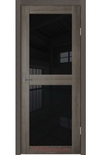 Ex 70/2 Дуб грей черное стекло межкомнатная дверь