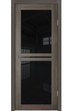 Ex 70/3 Дуб грей черное стекло межкомнатная дверь