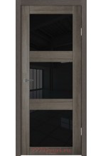 Ex 73/3 Дуб грей черное стекло межкомнатная дверь